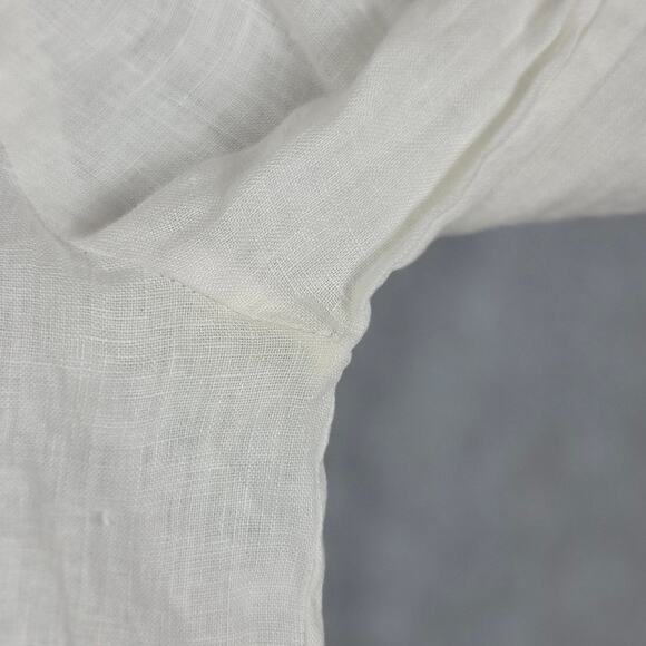 Lilly Pulitzer Small 100% Linen White Tunic Blue Embroidery V Neck 3/4 Sleeve - Picture 9 of 12